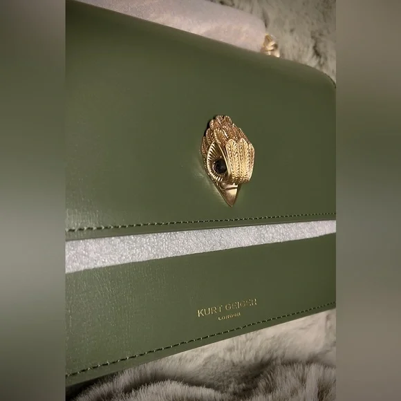 Kurt Geiger -NWT- Green Leather Shoreditch Crossbody Bag - Picture 6 of 11